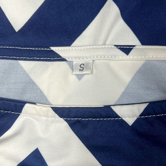 Blue White Zig Zag‎ Womens Small Dress  Decorative Button Up Long Sleeves Casual - Picture 4 of 16